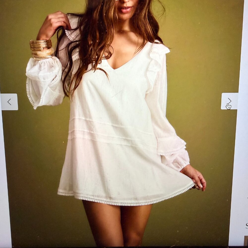 12th Tribe ~ Bound White Long Sleeve Micro Tunic Dress ~ NWT - Picture 5 of 9